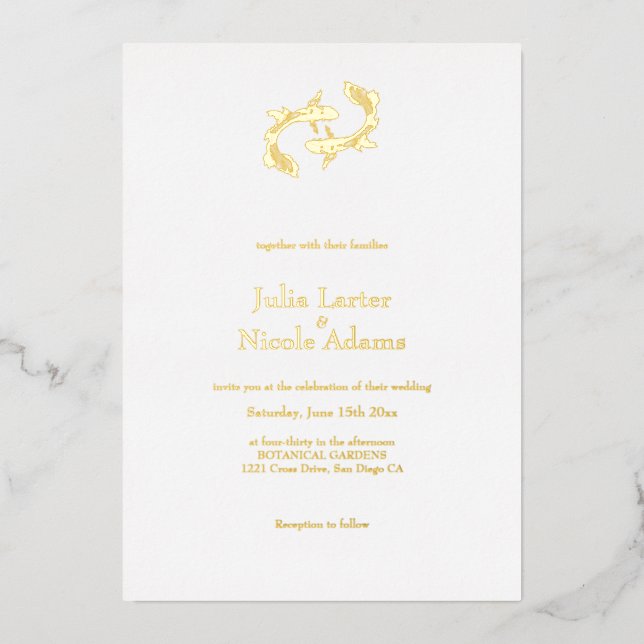 Twin Fish Love Calligraphic Minimalist Wedding (Front)