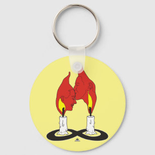 Twin Flame Kiss Button Keychain