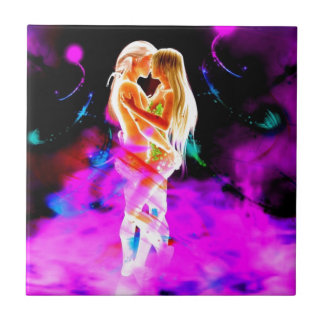 TWIN FLAME psychedelic Ceramic Tile