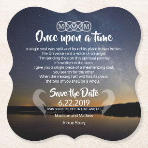 Twin Flame Save the Dates Paper Coaster
