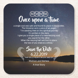 Twin Flame Save the Dates Paper Coaster