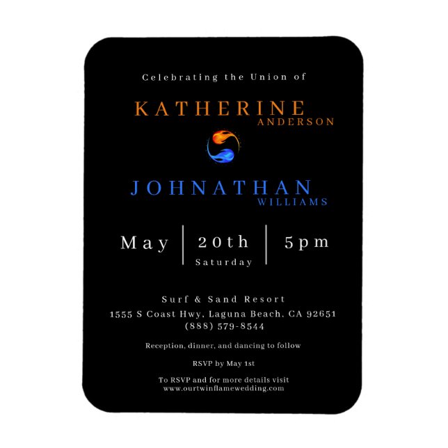 Twin Flame Wedding Invitation- Magnet (Vertical)