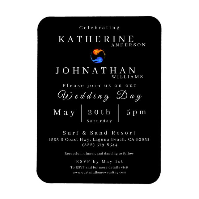 Twin Flame Wedding Invitation- Magnet (Vertical)