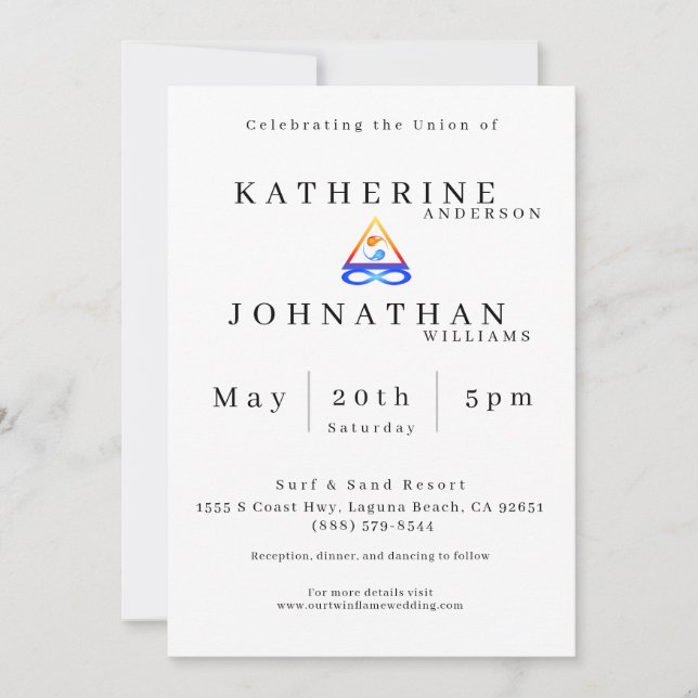 Twin Flame Wedding Theme- Invitation (Front)