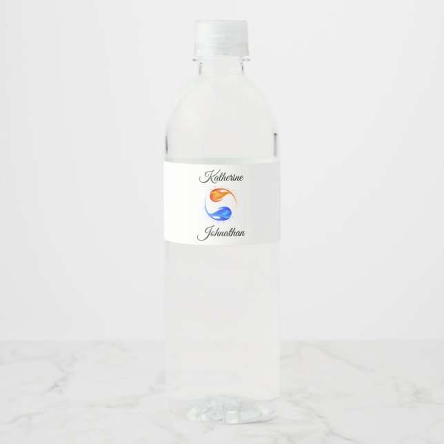 Twin Flame Wedding-  Water Bottle Label (Front)