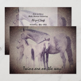 Twin Foals in Snow Horse Baby Shower Invitation