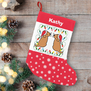 Twin Fox Red Labrador Santas Small Christmas Stocking