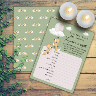 Twin Foxes “The Price Is Right” Baby Shower Game~ Invitation
