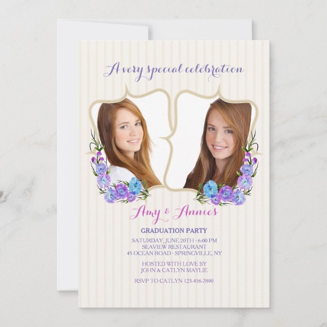 Twin Frame Photo Graduation Invitation (Front)