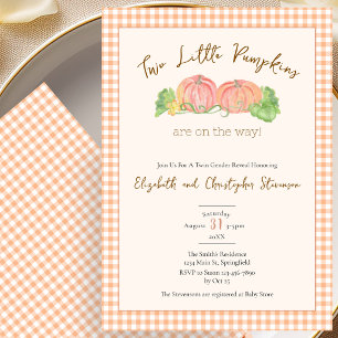 Twin Gender Reveal Little Pumpkin Theme Invitation