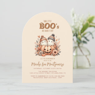 Twin Ghosts In A Pumpkin Baby Shower Invitation