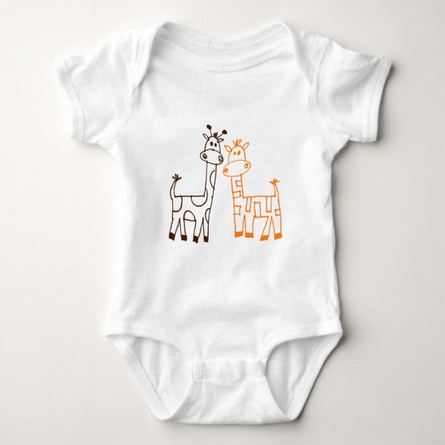 Twin Giraffes Baby Bodysuit (Front)