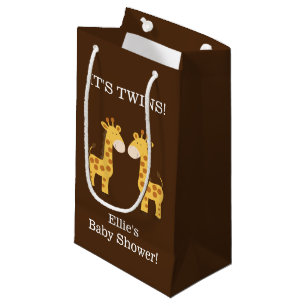 Twin Giraffes Twins Baby Shower Custom Gift Bag