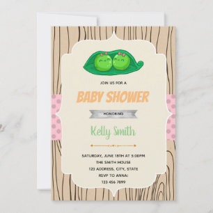Twin girl 2 peas in a pod shower invitation