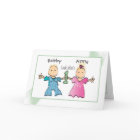 Twin Girl and Boy 1st Birthday Personalised Card