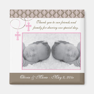 Twin Girl Baptism/Christening Favour - Photo Magnet