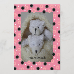 Twin girl bears baby shower invitation