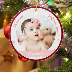Twin Girl Boy Photo Godfather First Christmas Baby Ceramic Ornament