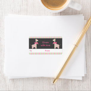 Twin Girl Giraffe Bookplate Label