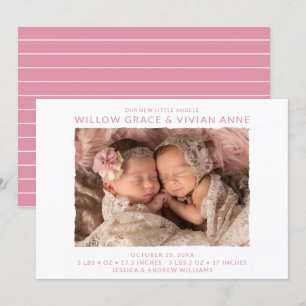 Twin Girl Photo Birth Announcement