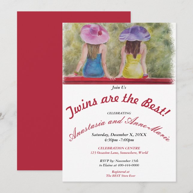 TWIN GIRLFRIENDS are the BEST PARTY INVITATION (Front/Back)