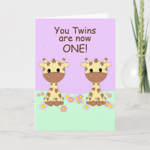 Twin Girls 1st Birthday Card