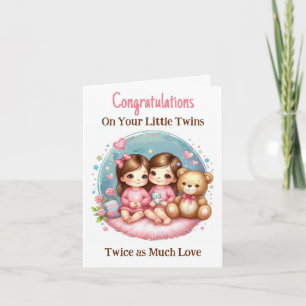 Twin Girl's Baby Shower Congratulations New Parent Invitation