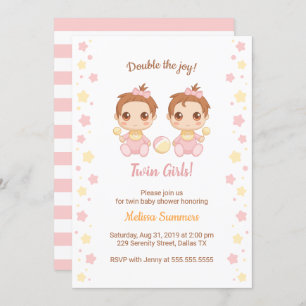 Twin Girls Baby Shower Invitation