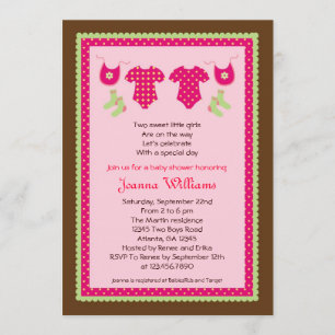 Twin Girls Baby Shower Invitation