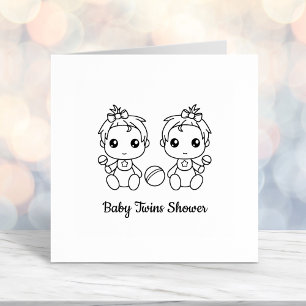 Twin Girls Baby Shower Self-inking Stamp