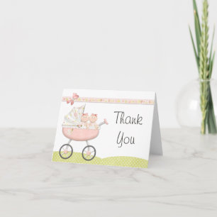 Twin Girls Baby Shower Thank You Card