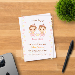 Twin Girls Baby Shower Transparent Acrylic Invitations