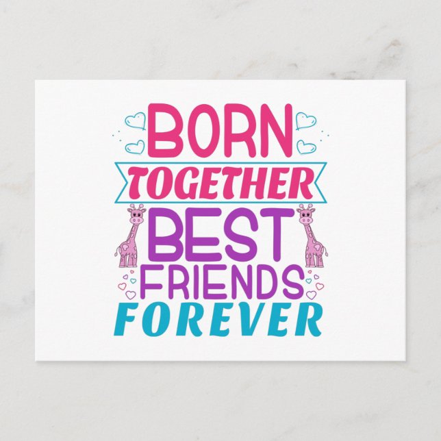 Twin Girls Best Friends Quote Postcard (Front)
