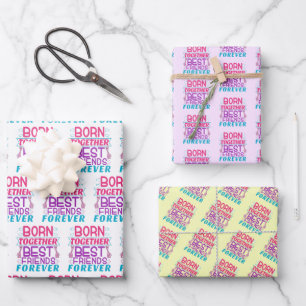 Twin Girls Best Friends Quote Wrapping Paper Sheet