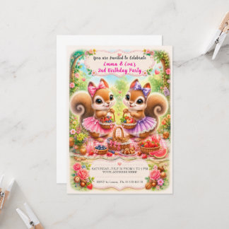Twin girls birthday celebration invitation