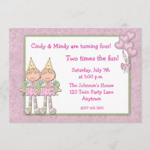 Twin Girls Birthday Party Invitation