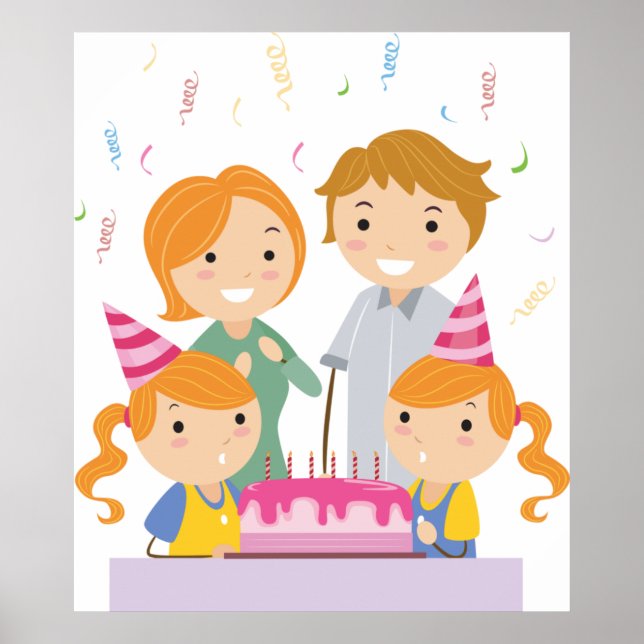 Twin Girls Birthday Poster (Front)