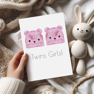 Twin Girls Boho Baby Congratulations Card