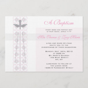 Twin Girls Christening  Invitation