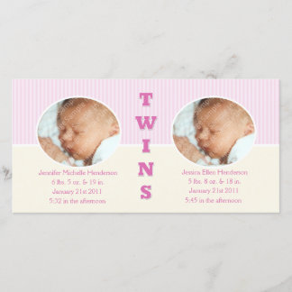 Twin Girls Double New Baby Photo Cards
