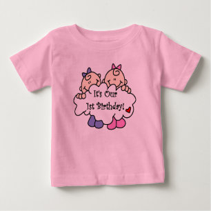 Twin Girls First Birthday Baby T-Shirt