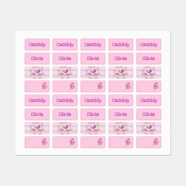 Twin Girls Flamingos with Names (Sheet)