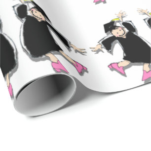 Twin Girls Graduation Wrapping Paper
