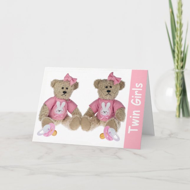 Twin Girls - New Babies Greetings Card (Front)