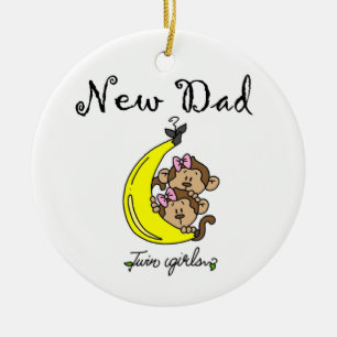 Twin Girls New Dad Gifts Ceramic Ornament