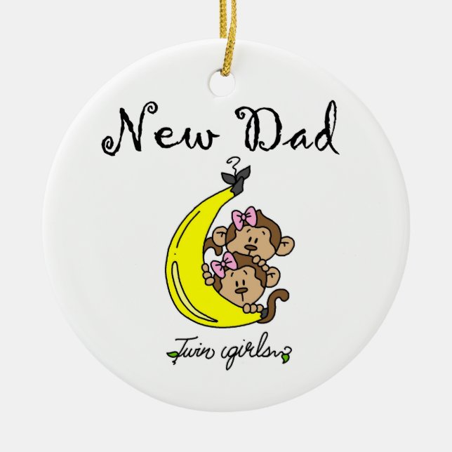 Twin Girls New Dad Gifts Ceramic Ornament (Front)