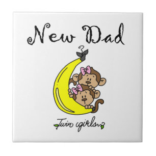 Twin Girls New Dad Gifts Ceramic Tile