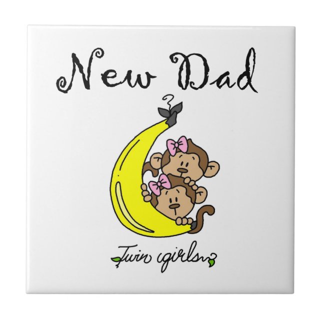 Twin Girls New Dad Gifts Ceramic Tile (Front)