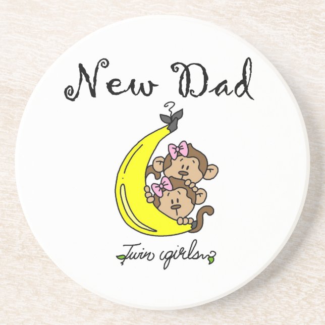 Twin Girls New Dad Gifts Coaster (Front)