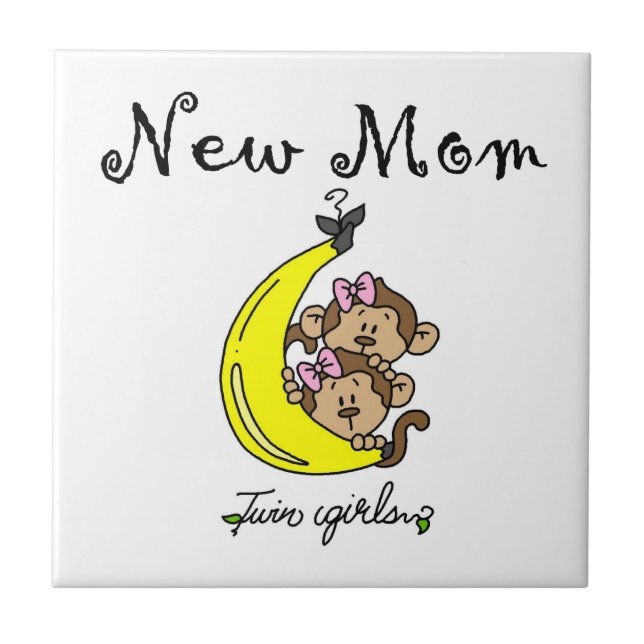Twin Girls New Mum Gifts Ceramic Tile (Front)